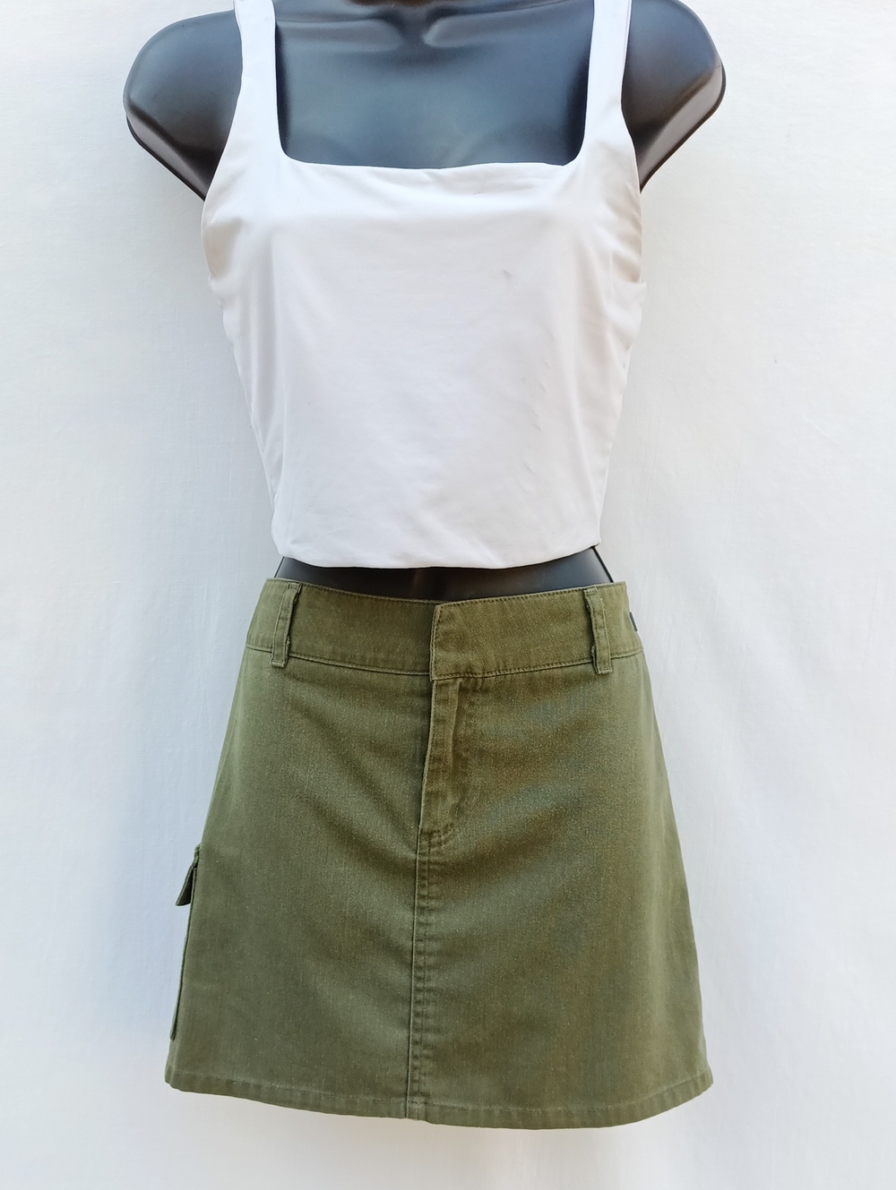 Dickies Olive Green Mini A-Line Utility Skirt